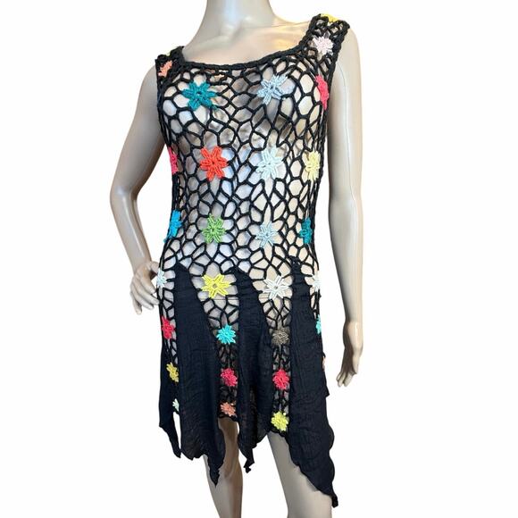 Y2K Crochet Flower Tassel Mini Dress
Tunic Boho Festival Grunge Fairy Size Small - Picture 2 of 16
